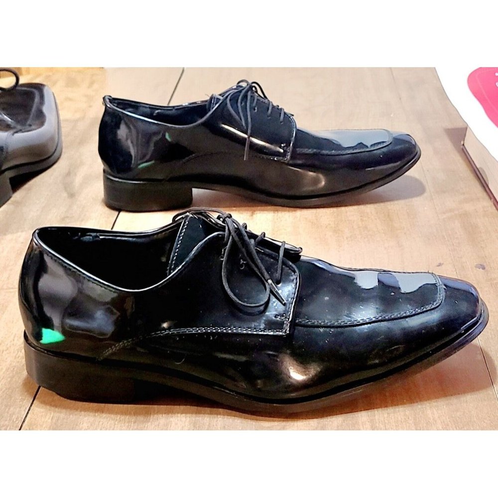 Vangelo Men's Shoe Size 12M Black TUX-3 Fashion Square Toe Tuxedo Dress Shoes